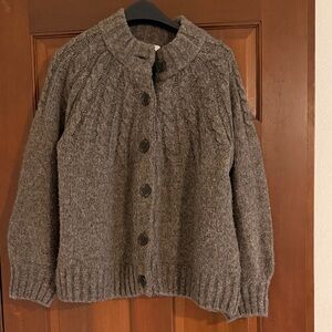 Madewell Heathered Brown Cable Knit Cardigan